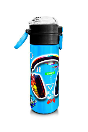 Coral High Kids Kulaklık Game Desenli Pipetli ve Direkt İçim Çelik Termos 500 ml 31841