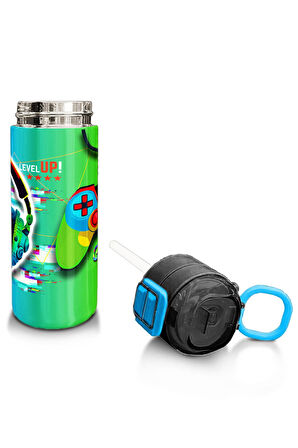 Coral High Kids Kulaklık Game Desenli Pipetli ve Direkt İçim Çelik Termos 500 ml 31841