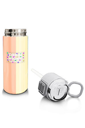 Coral High Kids Renkli Çizgili Desenli Pipetli ve Direkt İçim Çelik Termos 500 ml 31880