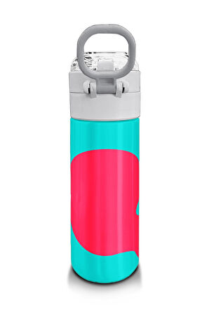 Coral High Kids Neon Mercan Turuncu Desenli Pipetli ve Direkt İçim Çelik Termos 500 ml 31885