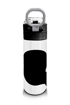 Coral High Kids Siyah Beyaz Desenli Pipetli ve Direkt İçim Çelik Termos 500 ml 31887