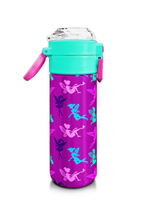 Coral High Kids Pembe Su Yeşili Peri Desenli Pipetli ve Direkt İçim Çelik Termos 500 ml 31900