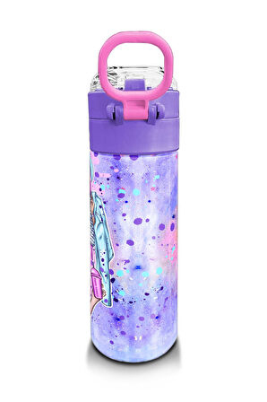 Coral High Kids Pembe Mor Fashion Girl Desenli Pipetli ve Direkt İçim Çelik Termos 500 ml 31956