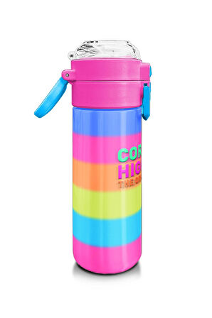 Coral High Kids Renkli Çizgili Pipetli ve Direk İçimli Paslanmaz Çelik Termos 500 ML 31986