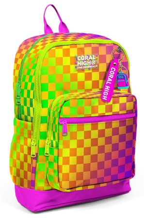 Coral High Kız Çocuk Sarı Mor Dama Desenli İlkokul Sırt Çantası (Dört Bölme) 33203