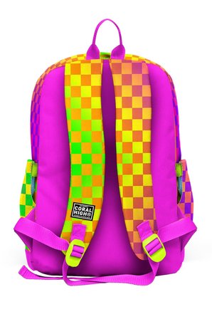 Coral High Kız Çocuk Sarı Mor Dama Desenli İlkokul Sırt Çantası (Dört Bölme) 33203