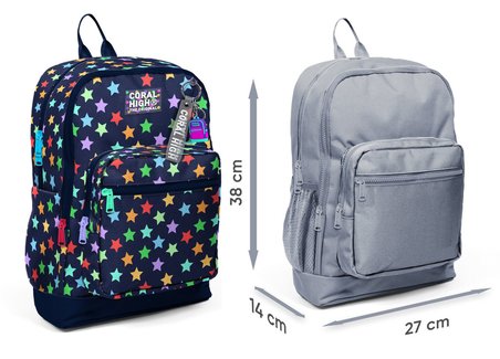 Coral High Kız Çocuk Lacivert Yıldız Desenli İlkokul Sırt Çantası (Dört Bölme) 33209