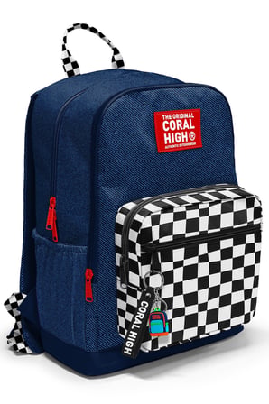 Coral High Siyah Beyaz Dama Desenli Okul Sırt Çantası 33234