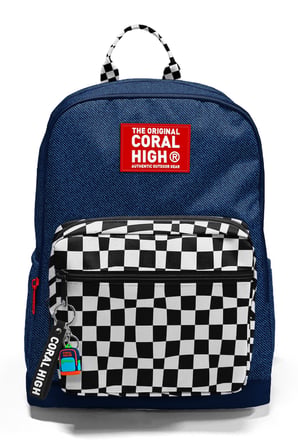 Coral High Siyah Beyaz Dama Desenli Okul Sırt Çantası 33234