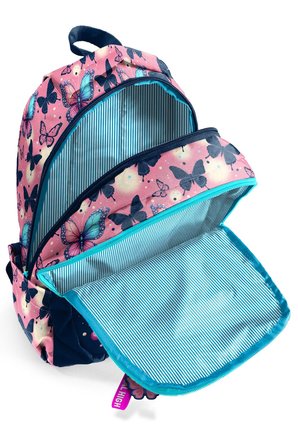 Coral High Kız Çocuk Lacivert Pembe Kelebek Desenli 3 Bölmeli İlkokul ve Ortaokul Çantası - 33249