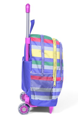 Coral High Kız Çocuk Renkli Çizgi Desenli Işıklı Tekerlekli Çekçek Okul Çantası - 34002
