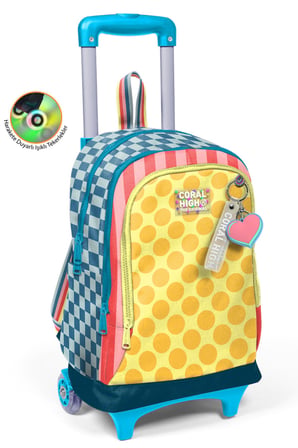 Coral High Kids Çok Renkli Üç Bölmeli Çekçekli Okul Sırt Çantası 34004