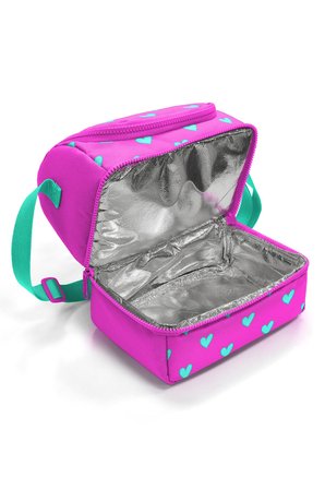 Coral High Kids Neon Pembe Su Yeşili Kalpj Desenli Thermo İki Katlı Beslenme Çantası 37212
