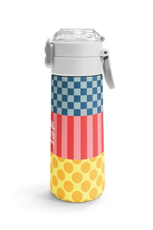 Coral High Kids Çok Renkli Dama Çizgi Puantiye Desenli Pipetli ve Direkt İçim Çelik Termos 500 ml 38104