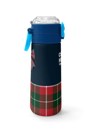 Coral High Kids Lacivert Ekose Fiyonk Desenli Pipetli ve Direkt İçim Çelik Termos 500 ml 38107
