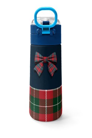 Coral High Kids Lacivert Ekose Fiyonk Desenli Pipetli ve Direkt İçim Çelik Termos 500 ml 38107