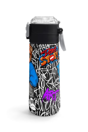 Coral High Kids Grafiti Ayıcık Desenli Pipetli ve Direkt İçim Çelik Termos 500 ml 38132