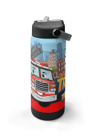 Coral High Kırmızı İtfaiye Desenli Katlanır Ağızlıklı Çelik Termos 650 ml 38345