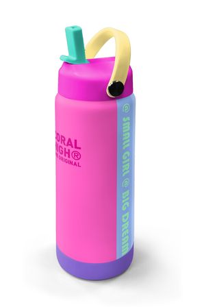 Coral High Renkli Pembe Lila Desenli Katlanır Ağızlıklı Çelik Termos 650 ml 38361