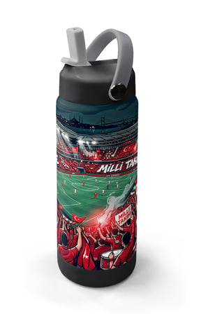 Coral High Kırmızı Beyaz Milli Takım Desenli Pipetli ve Direkt İçim Çelik Termos 650 ml 38403