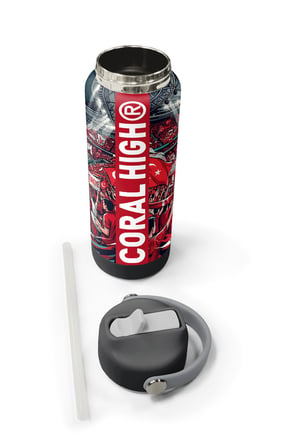 Coral High Kırmızı Beyaz Milli Takım Desenli Pipetli ve Direkt İçim Çelik Termos 650 ml 38403