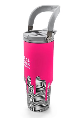 Coral High 900 ml Kız Çocuk Pembe Siyah Beyaz Boya Desenli Çelik Termos /Matara - 38718
