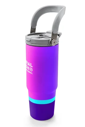 Coral High 900 ml Kız Çocuk Mor Pembe Renkli Çizgili Çelik Termos /Matara - 38723