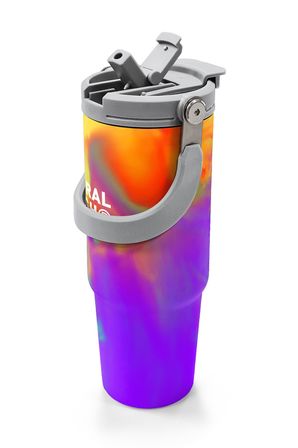 Coral High Renkli Desenli Pipetli ve Direkt İçim Çelik Termos 900 ml 38738