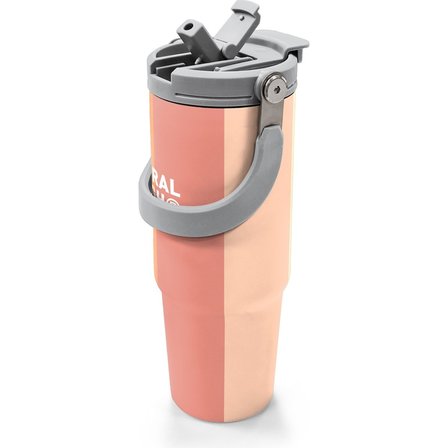 Coral High Renkli Çizgili Desenli Pipetli ve Direkt Içim Çelik Termos 900 ml 38746