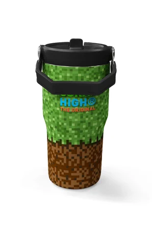 Coral High 600 ml Pipetli ve Kulplu Yeşil Kahverengi Craft Desenli Erkek Çocuk Matara 38916
