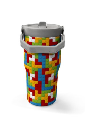 Coral High 600 ml Pipetli ve Kulplu Kırmızı Yapı Blokları Baskılı Erkek Çocuk Matara 38917