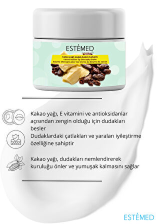 Estemed Kakao Yağlı Dudak Bakım Balsamı & Cacao Butter Lip Theraphy Balm 15ml