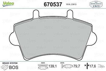 Renault On Fren Balatası Master II 01 10 Movano 01> Tum Modeller İnterstar 01> - Valeo 670537