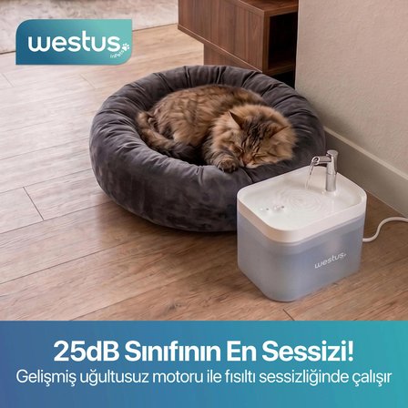 Westus İnpets H13 1.5l Otomatik Kedi Köpek Su Pınarı Çeşmesi Ultra Sessiz Su Sebili Şelalesi - Usb Girişli