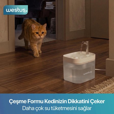 Westus İnpets H13 1.5l Otomatik Kedi Köpek Su Pınarı Çeşmesi Ultra Sessiz Su Sebili Şelalesi - Usb Girişli