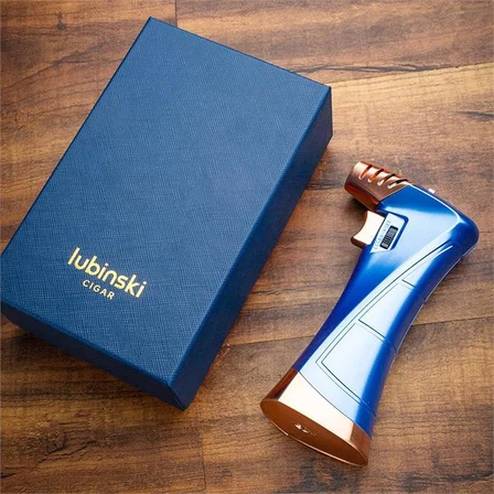 Lubinski New Design Çok Fonksiyonlu Tek Torch Büyük Masa Tipi Puro Çakmağı Blue