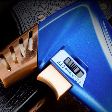 Lubinski New Design Çok Fonksiyonlu Tek Torch Büyük Masa Tipi Puro Çakmağı Blue
