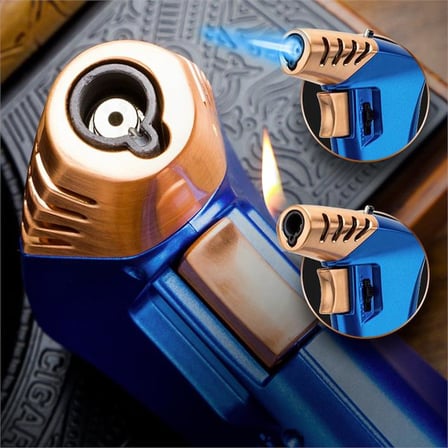 Lubinski New Design Çok Fonksiyonlu Tek Torch Büyük Masa Tipi Puro Çakmağı Blue