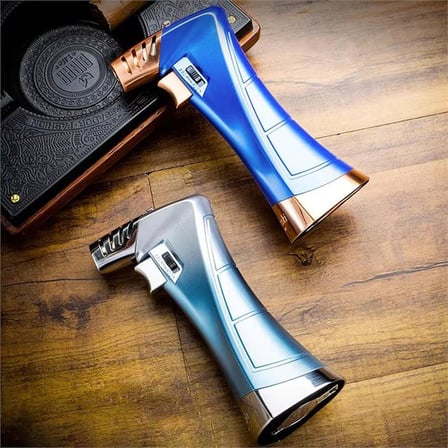Lubinski New Design Çok Fonksiyonlu Tek Torch Büyük Masa Tipi Puro Çakmağı Blue