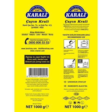 Karali Premium Organik Dökme Siyah Çay 3x1000 gr 