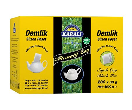 Karali Organik Demlik Poşet Siyah Çay 30 gr 200'lü 