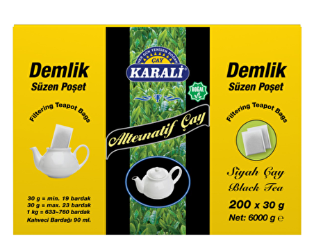 Karali Organik Demlik Poşet Siyah Çay 30 gr 200'lü 
