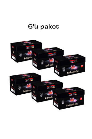 6'lı PAKET SAFRANLI SİYAH BARDAK POŞET ÇAYI