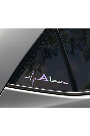 Audi A1 Yan Cam Sticker Oto Kapı  20 Cm X 7 Cm Holo-Chroma