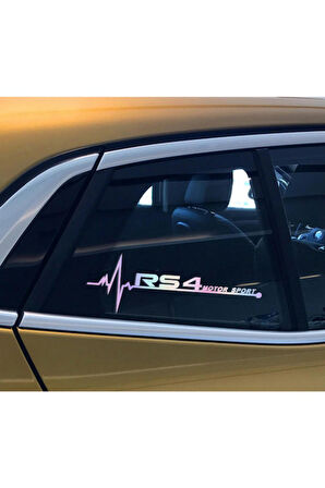 Audi Rs4 Yan Cam Sticker Oto Kapı  20 Cm X 7 Cm Holo-Chroma