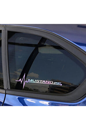 Mustangs Yan Cam Sticker Oto Kapı  20 Cm X 7 Cm Holo-Chroma