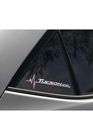 Hyundai Tuscon Yan Cam Sticker Oto Kapı  20 Cm X 7 Cm Holo-Chroma