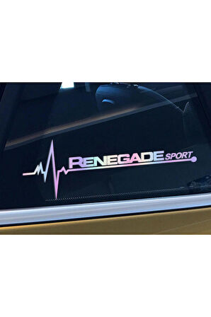 Jeep Renegade Yan Cam Sticker Oto Kapı  20 Cm X 7 Cm Holo-Chroma