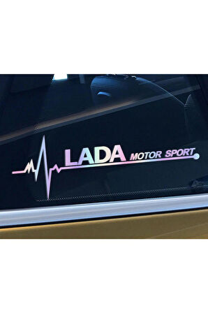 Lada Yan Yan Cam Sticker Oto Kapı  20 Cm X 7 Cm Holo-Chroma