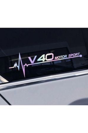Volvo V40 Yan Cam Sticker Oto Kapı  20 Cm X 7 Cm Holo-Chroma